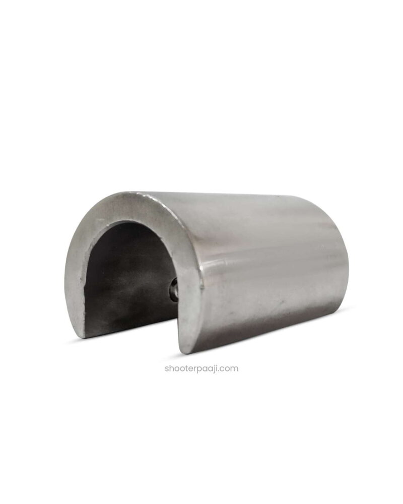 100G Barrel Jacket Weight attached to an air rifle barrel, showcasing its secure fit and stainless steel construction.