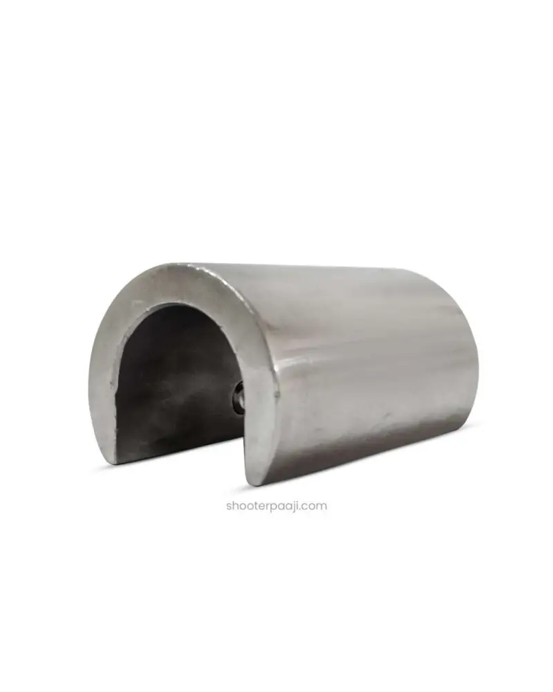 100G Barrel Jacket Weight attached to an air rifle barrel, showcasing its secure fit and stainless steel construction.