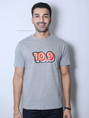 10.9" T-shirt by Shooter Paaji, featuring a bold and quirky orange design on 100% cotton fabric.