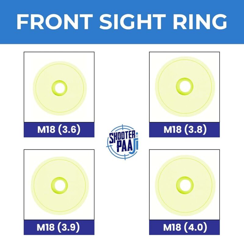 SP Front Sight Ring (Yellow) for M18 foresights, available in various diameters, enhances shooting accuracy.