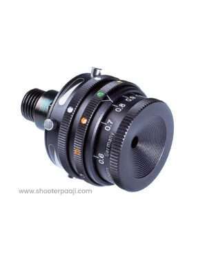 565 Gehmann iris aperture with 6-color filters and twin polarizers for 50m 3P rifle shooting, offering precise light control and improved sight picture.