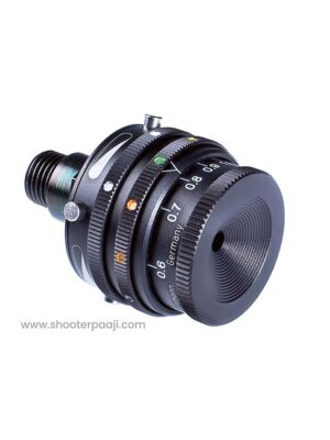 565 Gehmann iris aperture with 6-color filters and twin polarizers for 50m 3P rifle shooting, offering precise light control and improved sight picture.