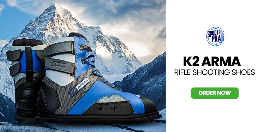 K2 ARMA Rifle Shooting Shoes with four-strap system and anti-slip sole